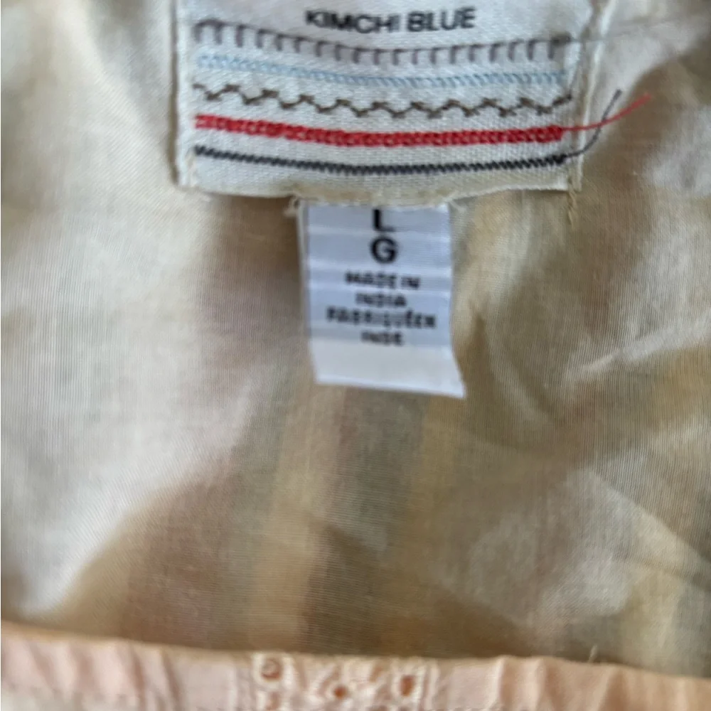 NWOT eyelet crop blouse ruffle trim drawstring crop cotton long sleeve boho top - Picture 7 of 8